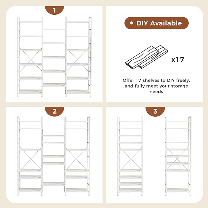 SUPERJARE Triple 6 Tier Bookshelf, Bookcase - Image 5
