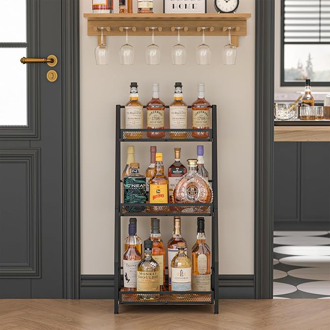 3-Tier Trapezoid Liquor Stand for Home Bar, Stepped Wine Rack Freestanding - Image 5