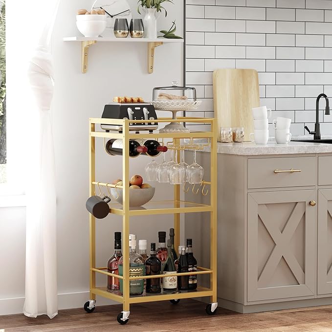 TUTOTAK Bar Cart, Home Bar Serving Cart - Image 3