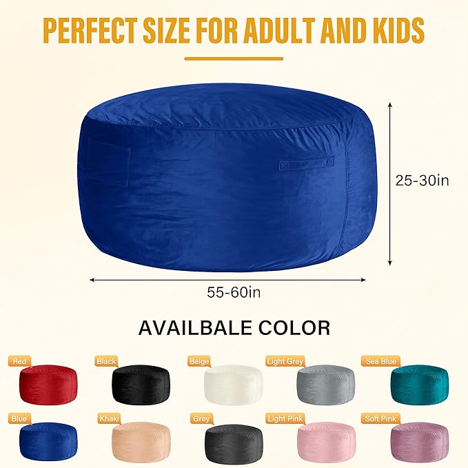 HABUTWAY Bean Bag Chair: Giant 6' Memory Foam Furniture Bean Bag Chair - 6Ft - Image 3