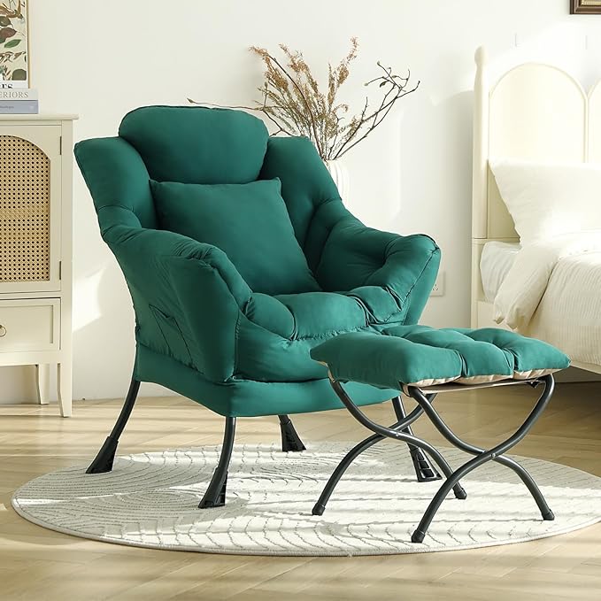 Lazy Chair with Ottoman, Modern Lounge Armchair with a Pillow, Leisure Sofa - Image 2