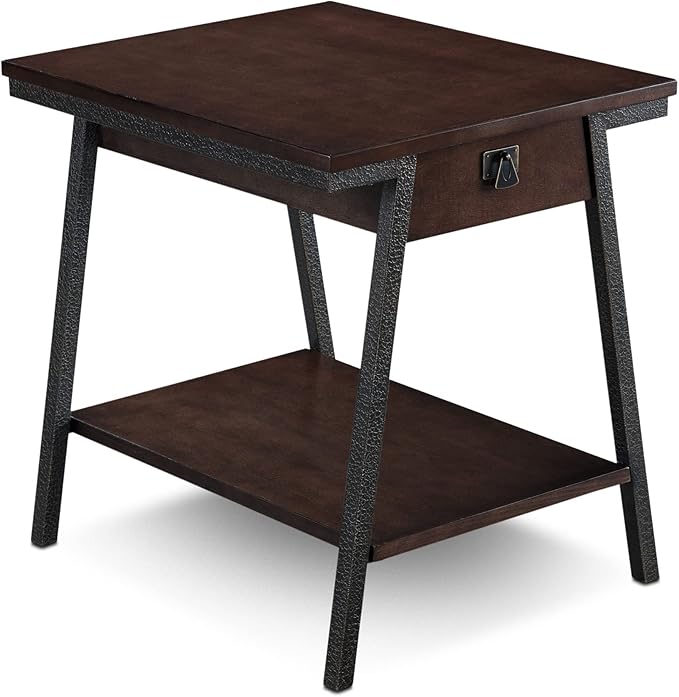 Leick Home 11407 Empiria One Drawer Side Table, Walnut and Foundry Bronze by LeickFurniture