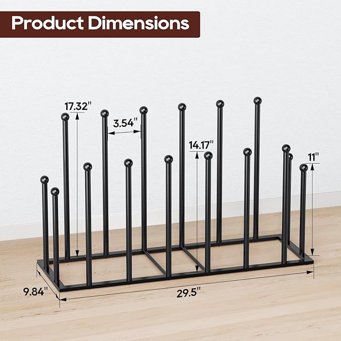 ORLESS Boot Rack Metal Black 8 Pairs Free-Standing Shoe Rack Boot Organizer - Image 6