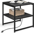 Tatub 20" End Table with Charging Station, Industrial Square Side Table with by Tatub