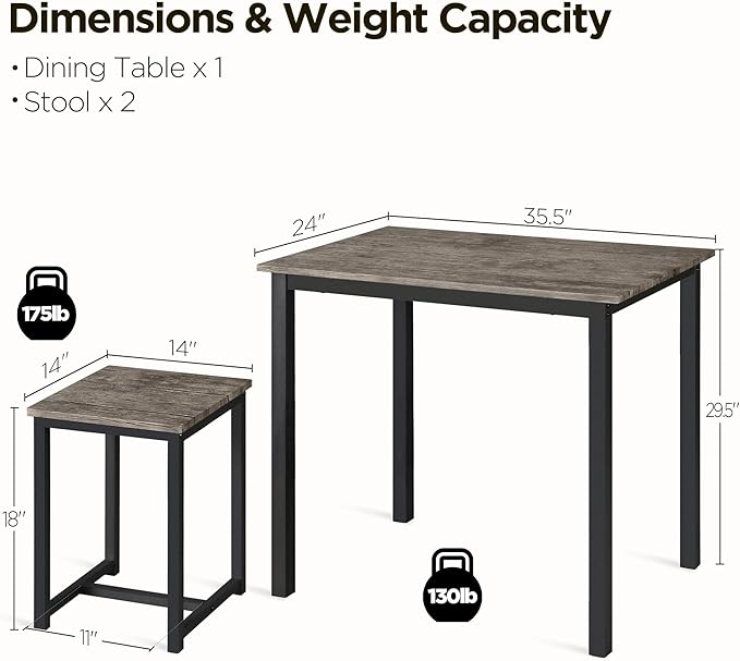 Yaheetech 3 Piece Dining Table Set - Image 3