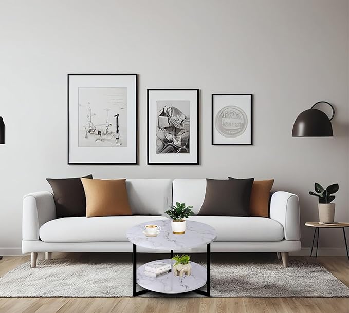 Modern Coffee Table, Faux Marble Tables, Small Round Coffee Tables - Image 2