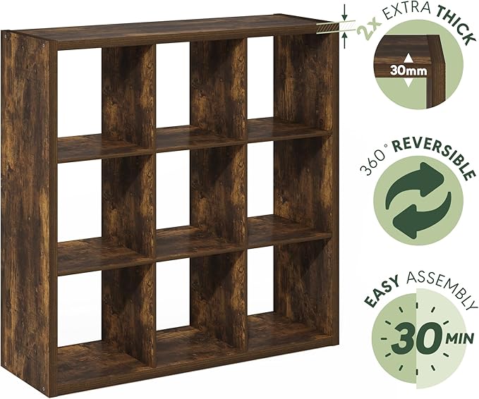 Furinno Cubicle Open Back Decorative Cube Storage Organizer, Amber Pine - Image 6