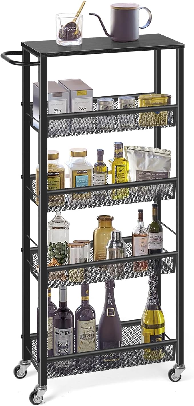 MOOACE Slim Storage Cart, 5 Tier Kitchen Rolling Carts by MOOACE