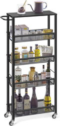 MOOACE Slim Storage Cart, 5 Tier Kitchen Rolling Carts by MOOACE