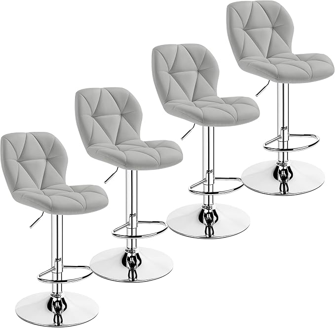 Yaheetech Bar Stools Set of 4, PU Leather Swivel Barstools, Height Adjustable by Yaheetech