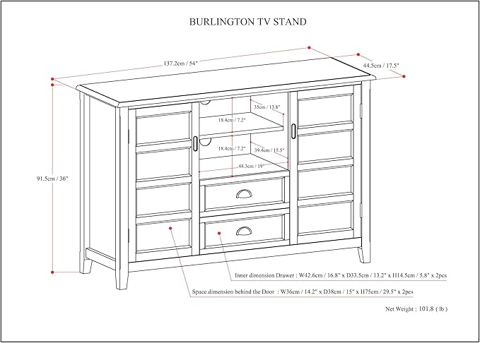 SIMPLIHOME Burlington SOLID WOOD 54 Inch Wide Transitional TV Media Stand in - Image 11
