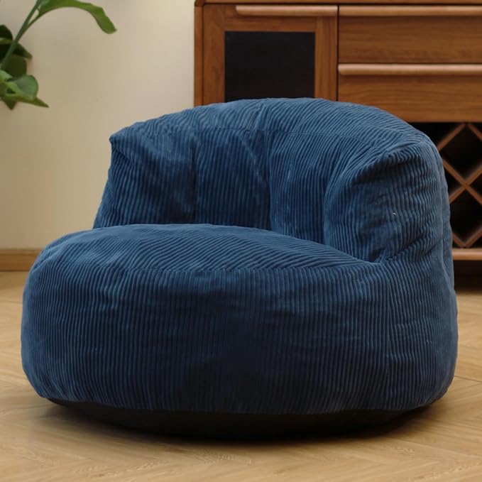 N&V Large Crescent Bean Bag Chair, Adult Size Bean Bag Sack, Foam Filling by NV