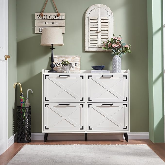 Shoe Storage Cabinet, Farmhouse Shoe Organizer - Image 3