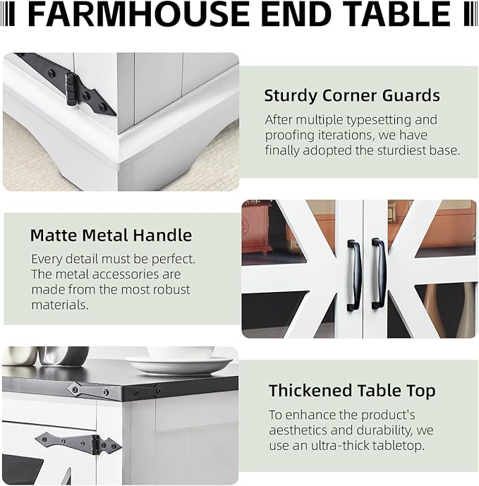 Farmhouse End Table, Rustic Square Sofa Beside Table - Image 12