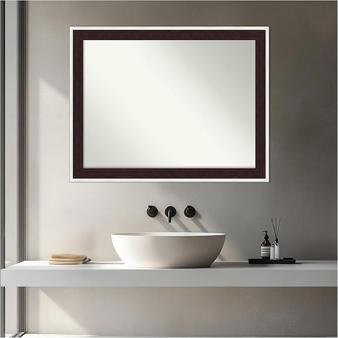 Amanti Art Bathroom Mirror for Over Sink, 27x21 Maya Espresso Silver Rectangle - Image 5