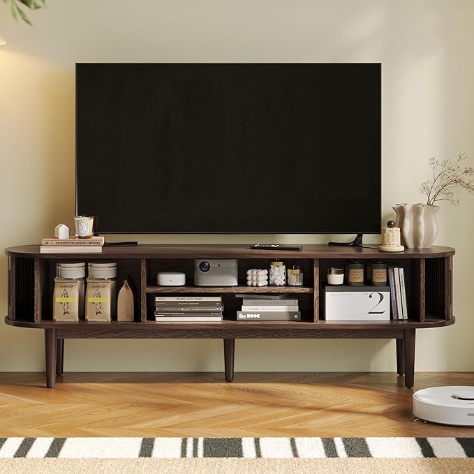 LINSY 70" Fluted TV Stand, Modern Entertainment Center - Image 4