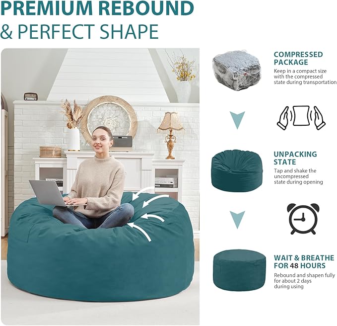4FT Bean Bag Chair, Large Bean Bag Chairs - Image 6