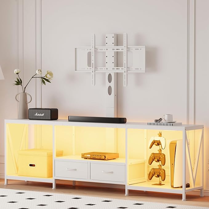 63" W TV Stand with Mount for 55, Entertainment Center with Power Outlet and by ElevateYourLivingSpace