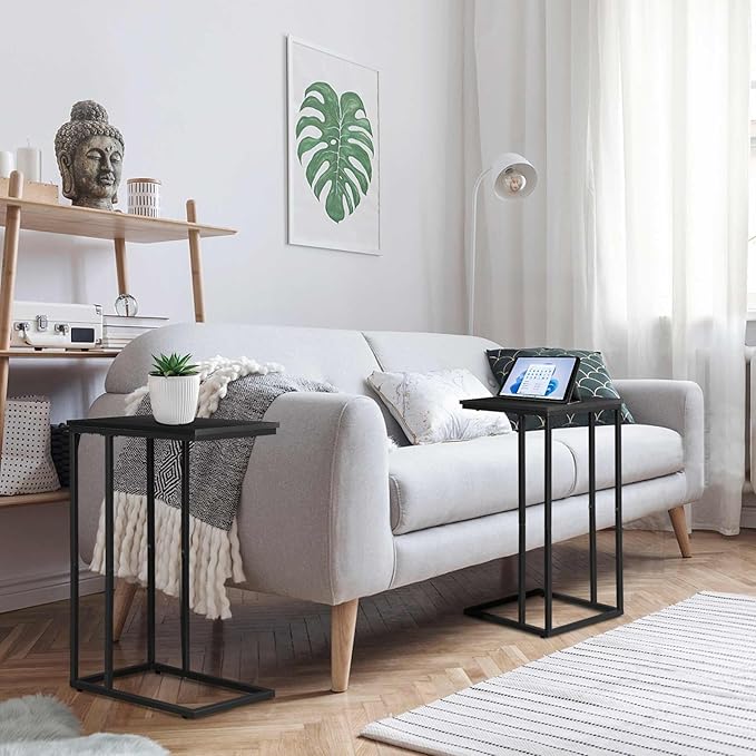 C Shaped Side Table Set of 2, Skinny Sofa Table - Image 4