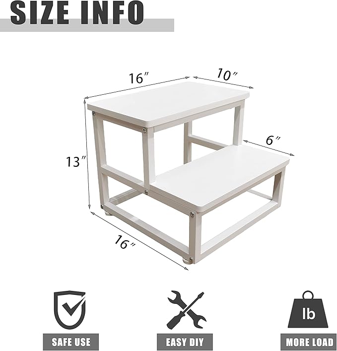 Nursery Step Stool, Wooden and Metal Foot Stool - Image 7