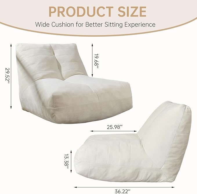 Bean Bag Chairs for Adults, Memory Foam Bean Bag Chair, Spacious Single Sofa - Image 2