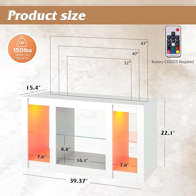 WLIVE TV Stand for 43 Inch TV, Modern Entertainment Center - Image 3
