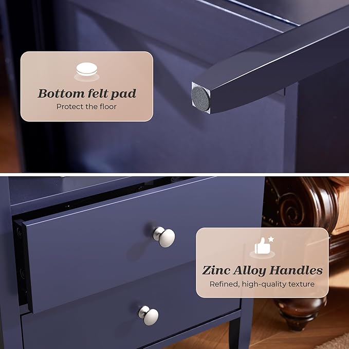 Huuger Blue Nightstand Set of 2, Night Stand - Image 9