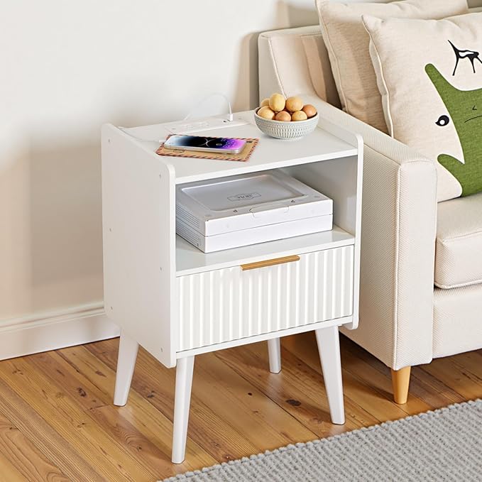 Fluted Nightstand, End Table, Small Modern Bedside Table - Image 2