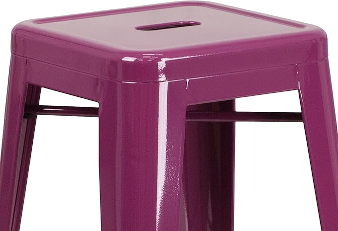 Flash Furniture Commercial Grade 30" High Backless Purple Indoor-Outdoor - Image 7