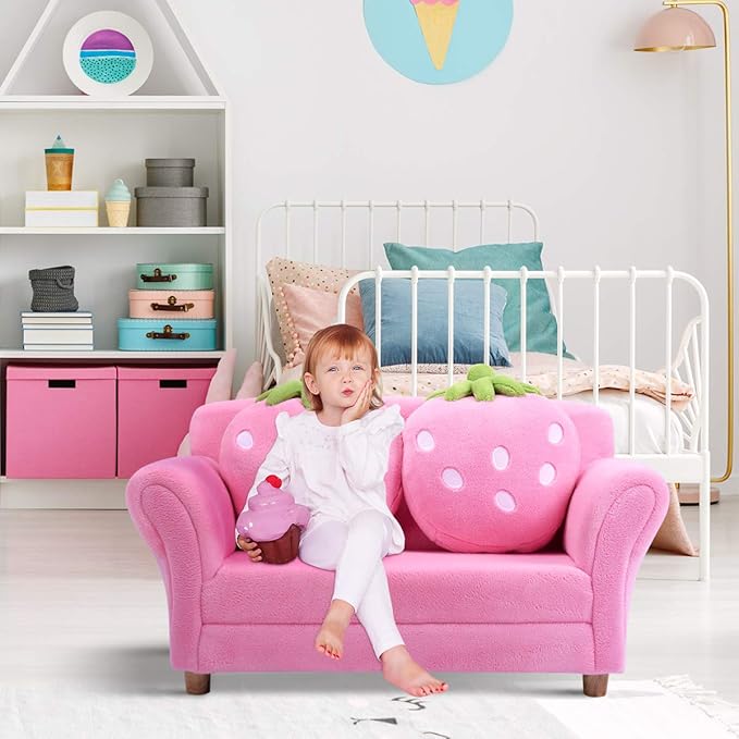 Costzon Kids Couch, Double Seat Pink Children's Sofa - Image 2