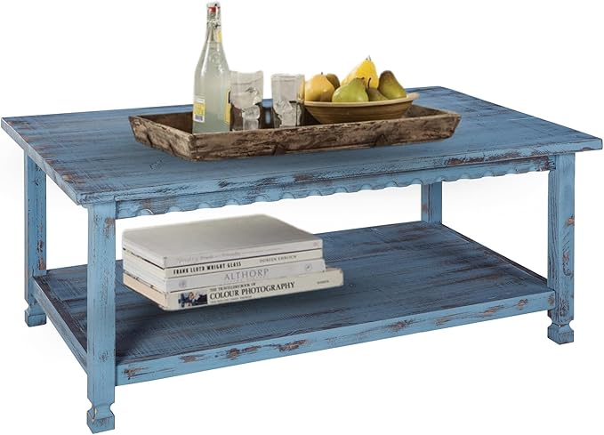 Rustic Rectangular Coffee Table, 42 in. W x 24 in. D x 18 in. H, Living Room by AlaterreFurniture