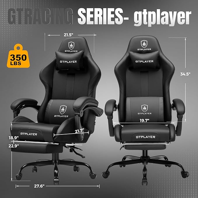 GTRACING Gaming Chair with Foot Rest & Pocket Spring Cushion, Ergonomic High - Image 3