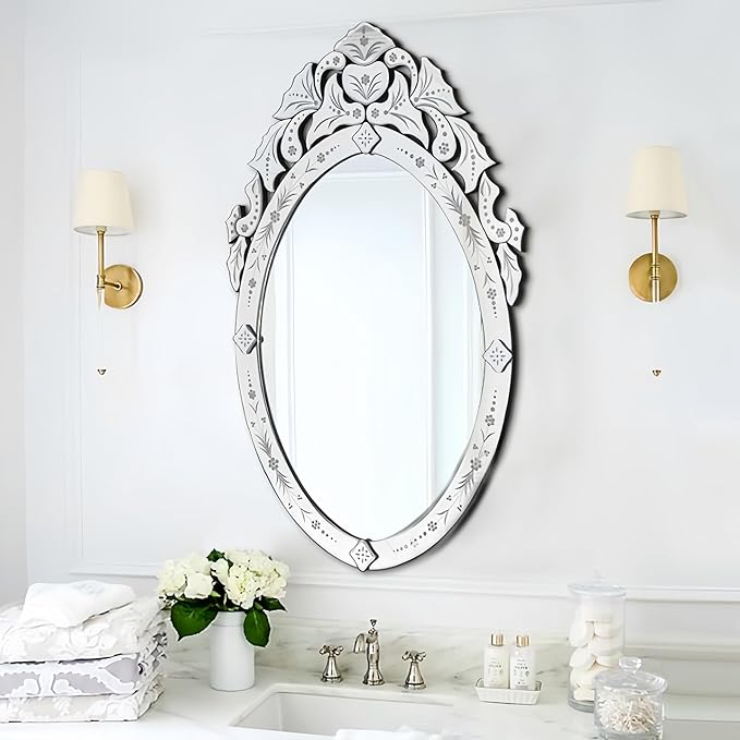 KOHROS Oval Bathroom Mirror 42" x 24" Venetian Mirror - Image 7