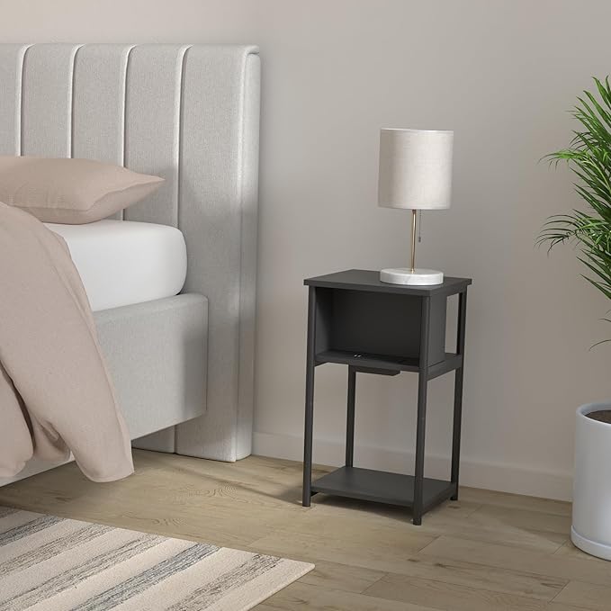 VASAGLE Side Table with Charging Station, 3-Tier End Table with USB Ports and - Image 2