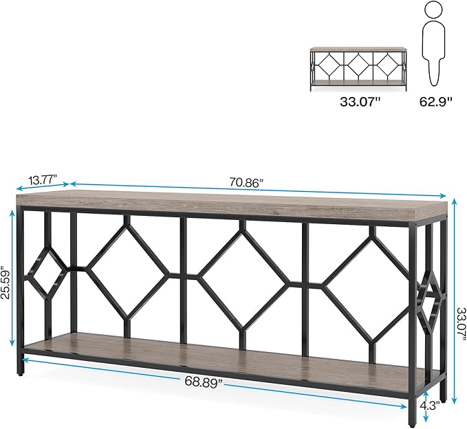 Tribesigns 71 Inch Extra Long Sofa Table, Narrow Long Sofa Console Tables - Image 2