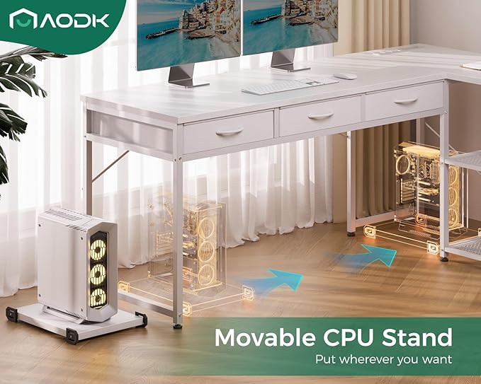 AODK 53 Inch L Shaped Computer Desk - Image 8