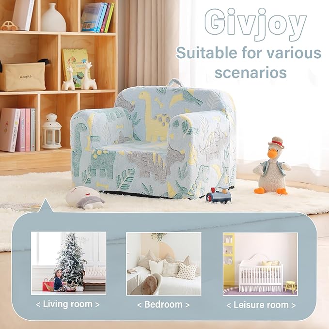 Toddler Chair Plush Kids Couch, Comfy Glow in The Dark Armchair - Image 6