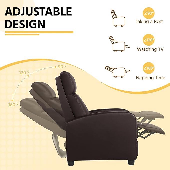 Yaheetech Recliner Chair Faux Leather Recliner Sofa Adjustable Modern Seat Club - Image 4