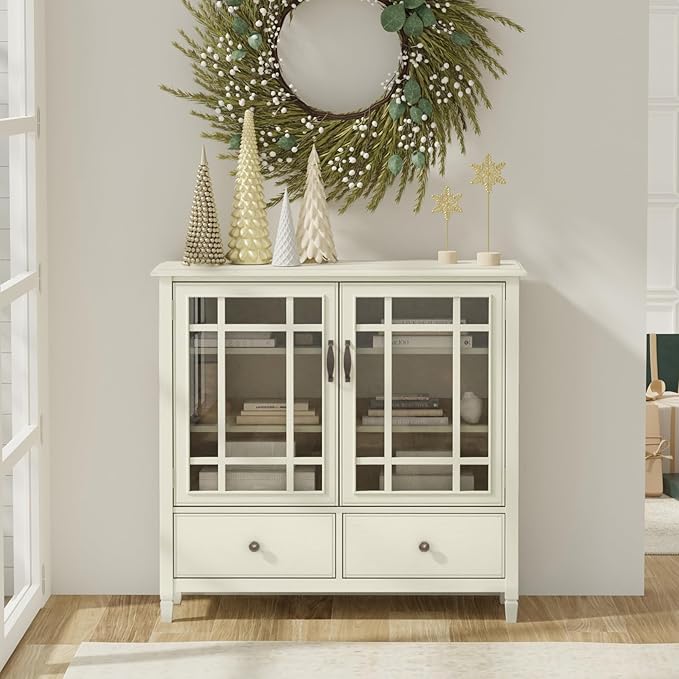 SIMPLIHOME Connaught SOLID WOOD 46 inch Wide Traditional Tall Storage Cabinet - Image 2
