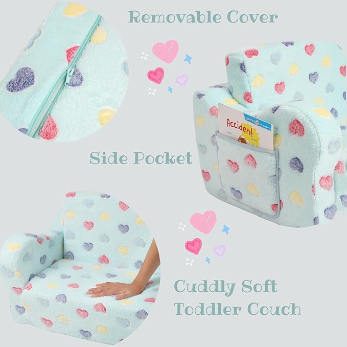 Extra Wider Seating Toddler Couch, 2-in-1 Toddler Soft Couch Fold Out - Image 4