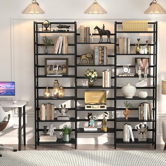 Homykic Bamboo Triple Wide Shallow Bookshelves and Bookcases, 6-Tier 6ft Tall - Image 6