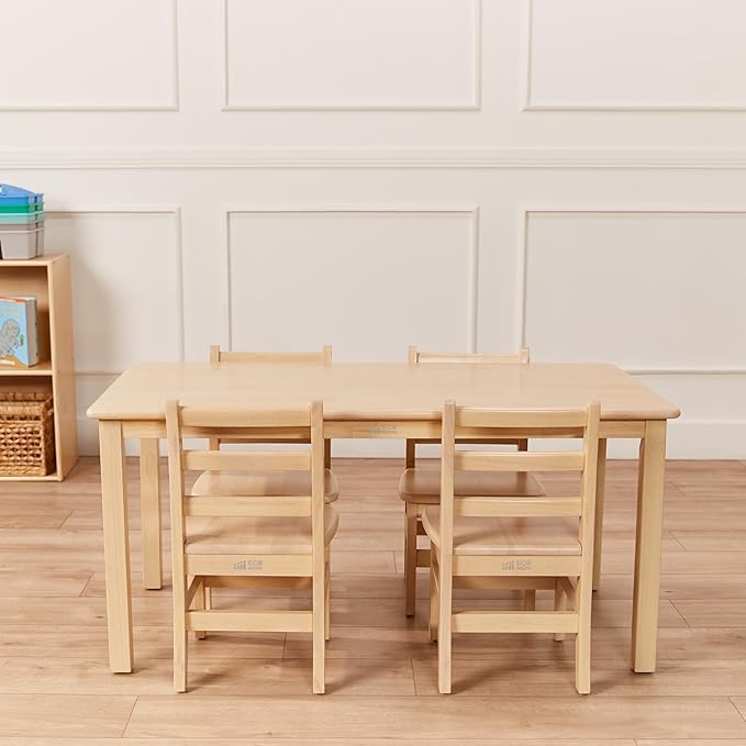ECR4Kids 24in x 48in Rectangular Hardwood Table and Chair Set, 12in Seat Height - Image 4