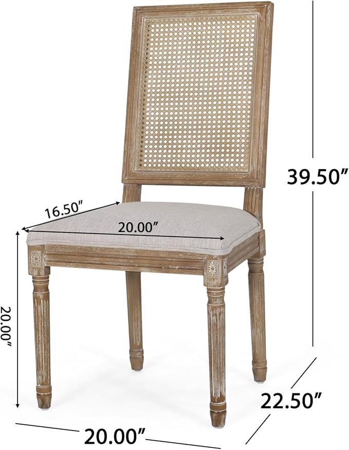 Merax Upholstered Solid Wood Dining Chairs Set of 2, French Country Style - Image 2