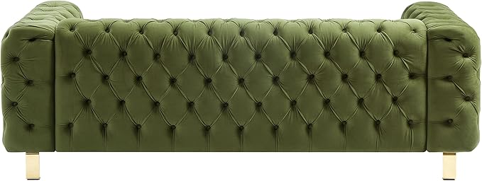 Merax Comfy 3-seat Sofa with Tufted Back and Arm and Gold Iron Legs, Modern - Image 6