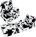 Toddler Chair with Faux Rabbit Fur – 2-in-1 Foldable Kids Couch, Soft Sofa by QIUODO