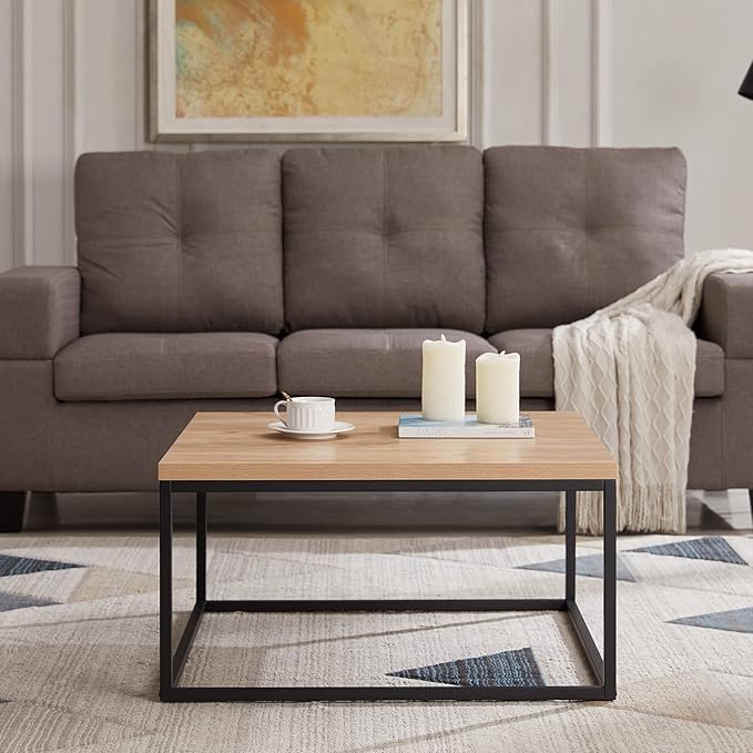 CENSI 30"x30" Natural Oak Accent Coffee Table Ottoman - Image 6