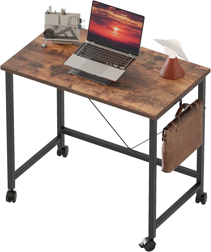 Rolling Computer Desk with Wheels, Gaming Desk by MERICONIA