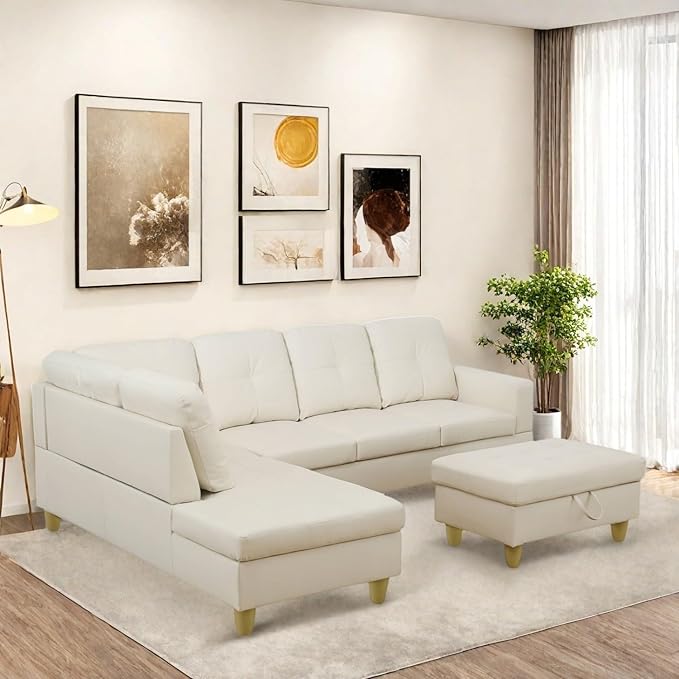 Sectional Couch with Ottoman Storage, L Shaped Sofa Furniture Sets, Modern - Image 3