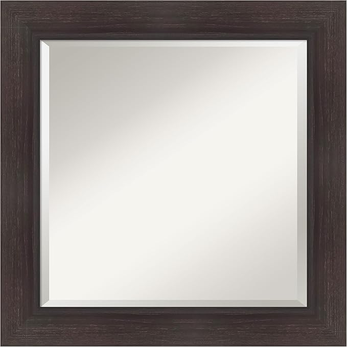 Amanti Art Brown Wall Mirror 26x26 Sloped Espresso Square Bathroom Mirror by AmantiArt