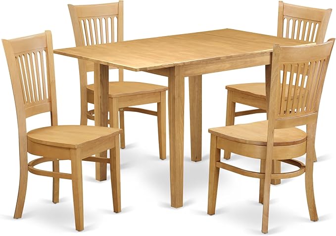 East West Furniture NDVA5-OAK-W 5 Piece Dining Room Furniture Set Includes a by EastWestFurniture